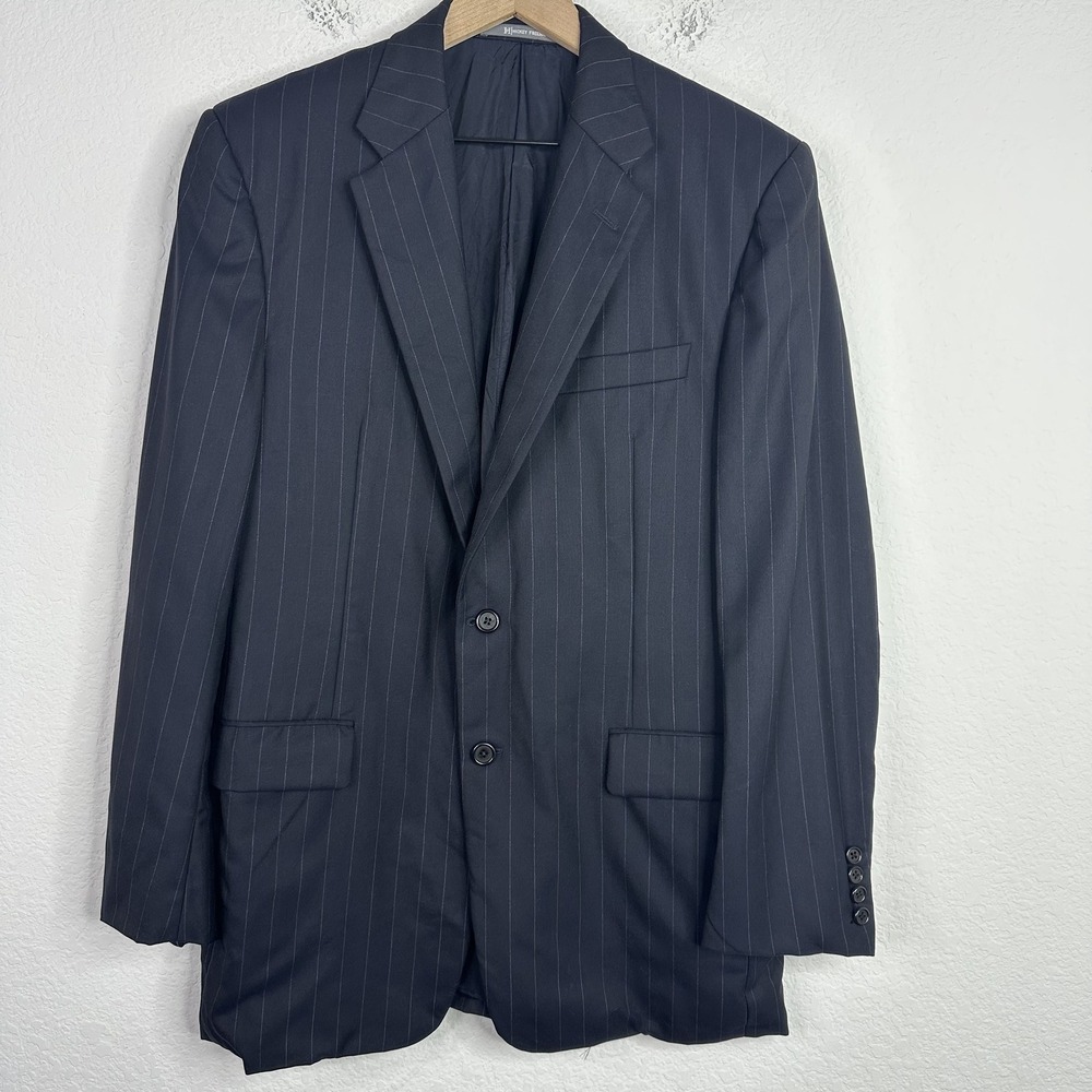 Hickey Freeman Loro Piana Blazer Mens‎ 40R Black Pinstripe Two Button Business